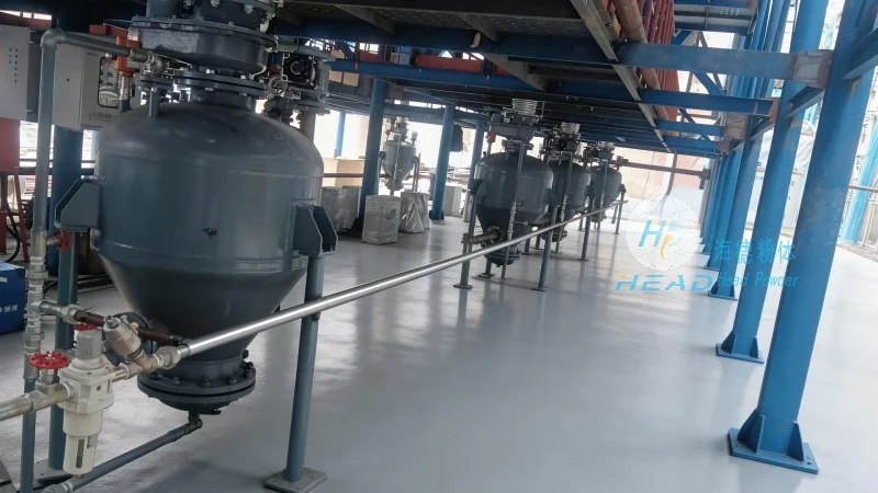 Esquema de transporte neumático de polvo de roca fosfática